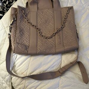 Steve Madden Embroidered Beige Tote Bag with Chain Detail